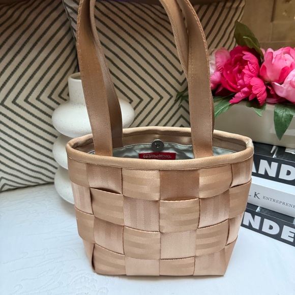 Harveys Original Seatbelt Small Tan Tote Bag with Woven Design